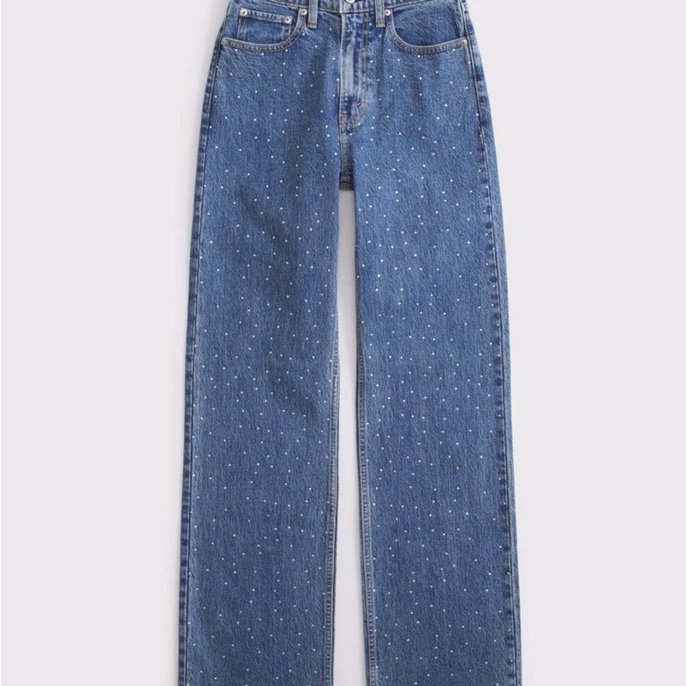 Abercrombie High Rise 90s Relaxed Jean Rhinstone Size 28